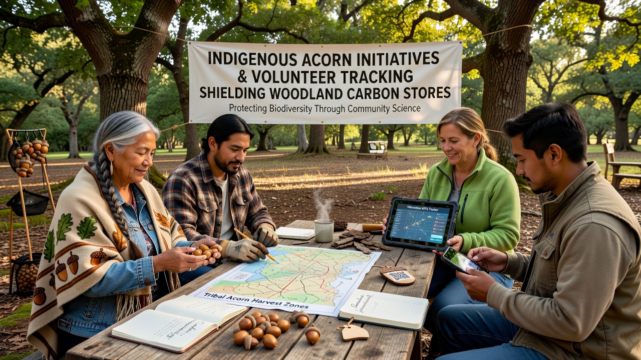 Volunteers using GPS devices and tablets to monitor oak woodland boundaries and invasive species spread near expanding urban areas